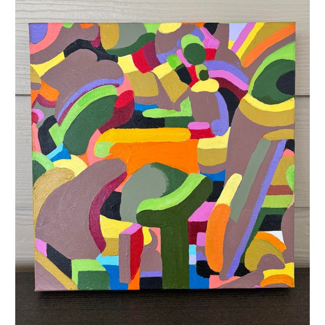 David Mac Innes “Orange Dominant” Construct Series 2003 #19 Abstract Original Painting on Canvas For Sale - Image 9 of 9