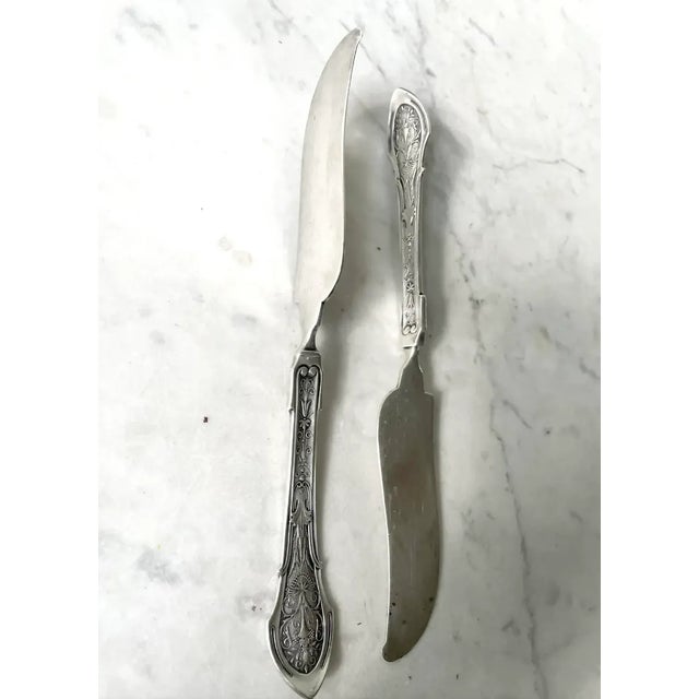 Rare Pair of Antique Wood and Hughes Sterling Silver Butter Knives - Stamped For Sale - Image 4 of 7