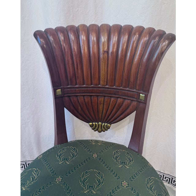 Late 20th Century Attributed Maitland Smith Mahogany Fan Back Dining Chairs - A Pair For Sale - Image 16 of 17