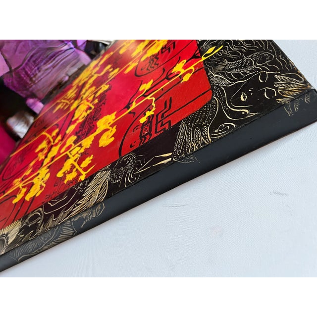 Red Contemporary Oil Painting, Red Black Flowers "Orchids" For Sale - Image 8 of 12