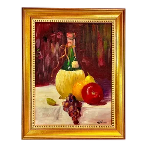 1969 Vintage Boho Chic Original Still Life Oil Painting, Artist Signed, Framed