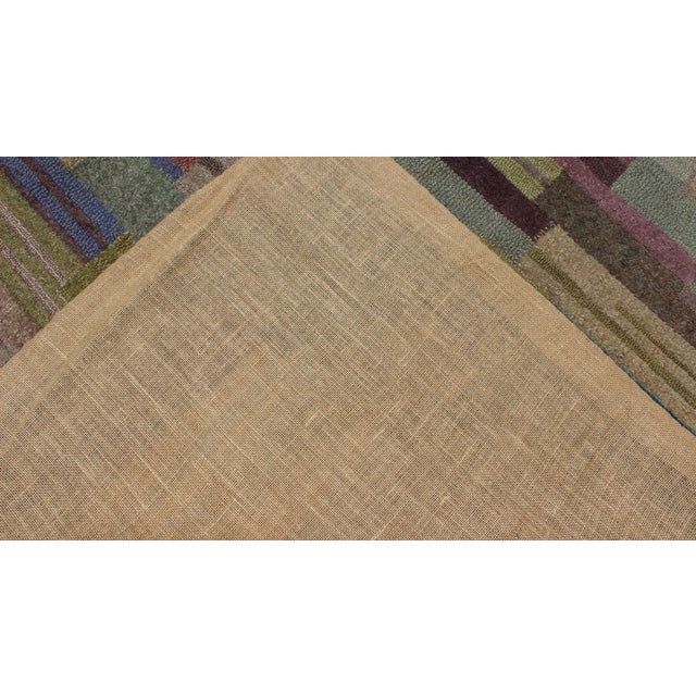 Large American Hooked Rug by George Wells With a Modern Design and Modern Colors 9'0" X 12'3" For Sale - Image 10 of 10