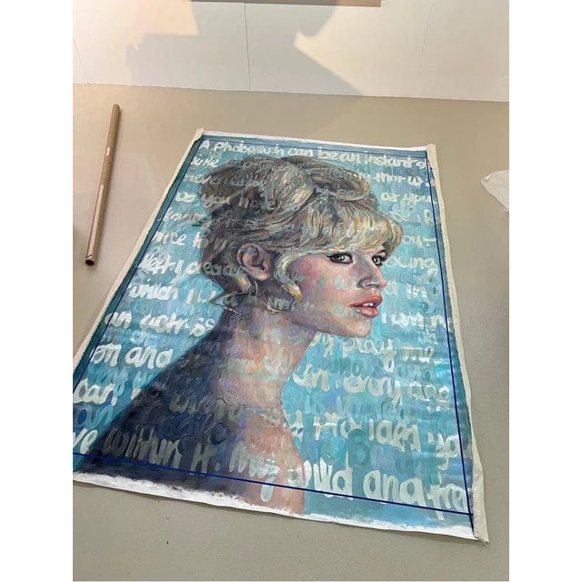Realism Christina Major, Oil on Canvas Painting of Brigitte Bardot, 2022 For Sale - Image 3 of 10