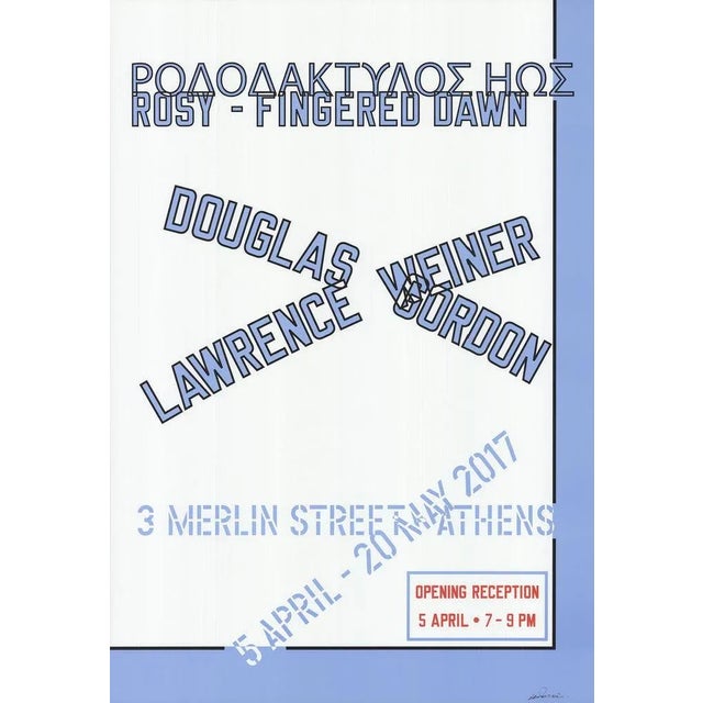 Contemporary 2017 Lawrence Weiner 'Rosy-Fingered Dawn' Contemporary Blue,White,Red USA Offset Lithograph For Sale - Image 3 of 3