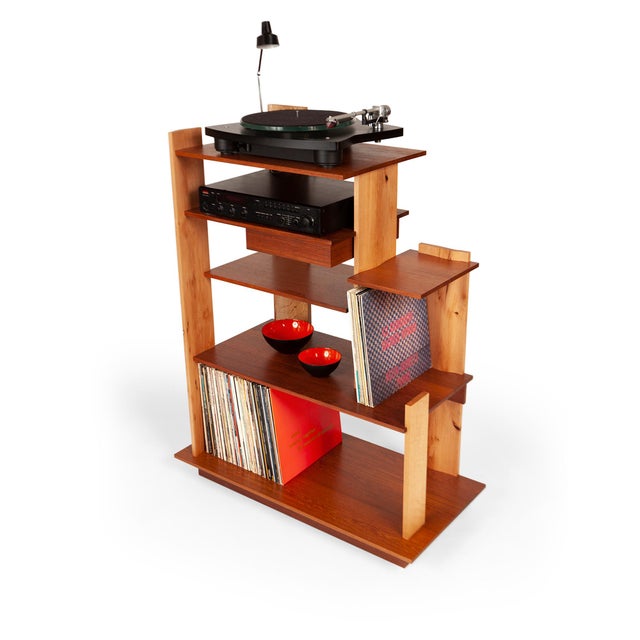Custom Made Wood Stereo Cabinet /Turntable Shelf | Chairish
