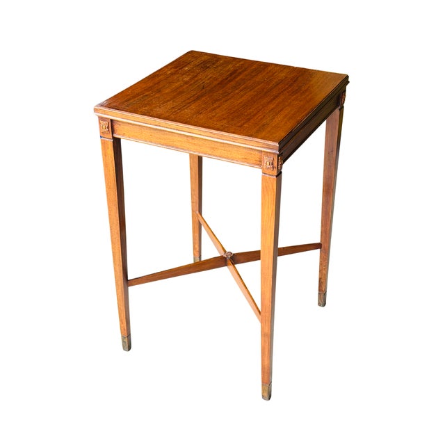 Vintage Neoclassical Mahogany Side Table | Louis XVI Revival Accent Table | Carved Rosettes & Fluted Legs | Circa 1930s–1950s For Sale - Image 6 of 13