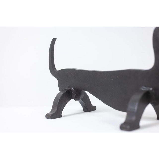 Zoomorphic Wrought Iron Andirons by Edouard Shenck, 1950s, Set of 2 For Sale - Image 6 of 9