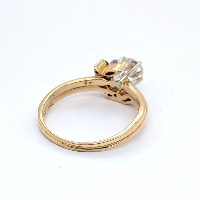 14k Yellow Gold Floral Engagement Ring With Wrap Around Band & Natural Diamonds, Size 7 For Sale In Phoenix - Image 6 of 9