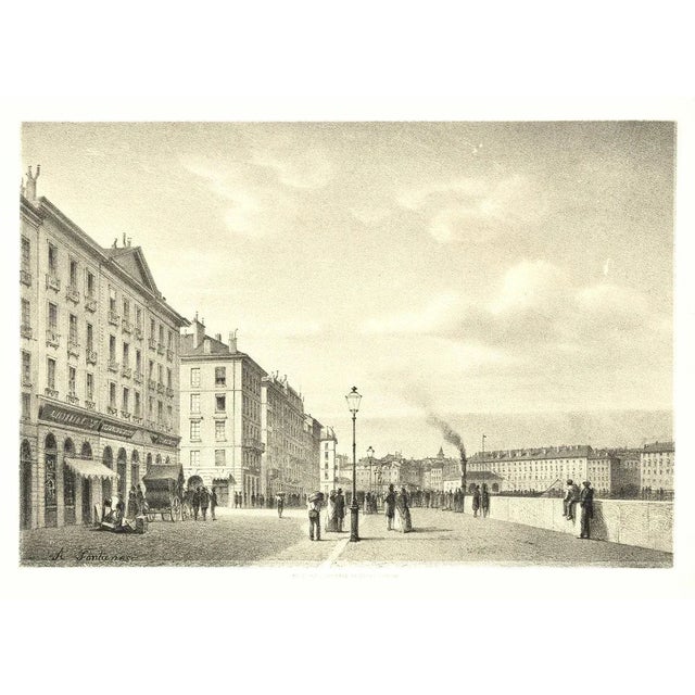 Image dimensions: M-109655 cm. This splendid lithograph View of Geneve is part of the series of prints dedicated to views...