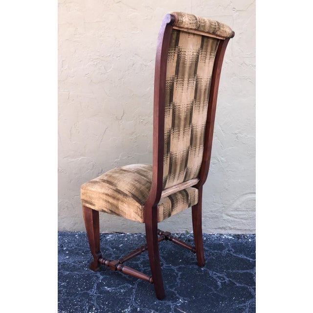 Six French Deco Dark Walnut Refinished Tall Back Dining Chairs For Sale - Image 9 of 11