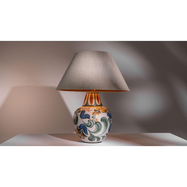 1970s Germany Blue Ceramic Table Lamp For Sale In Greensboro - Image 6 of 15