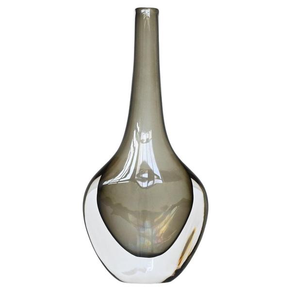 Black Glass Sommerso Vase by Nils Landberg for Orrefors, Sweden, 1950s For Sale - Image 12 of 12