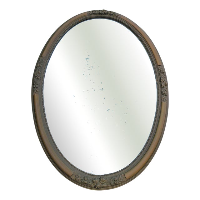 Oval Mirror in Plaster and Wood, 1930s For Sale