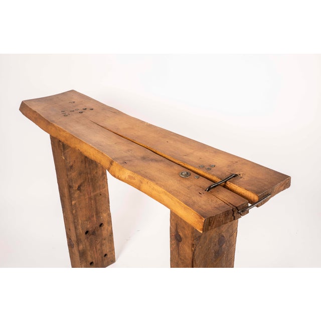 Brutalist Wood Console Table, 1970 For Sale - Image 11 of 15