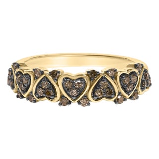 10K Yellow Gold Plated .925 Sterling Silver 1/3 cttw Natural Diamond Band Ring - Size 7 For Sale