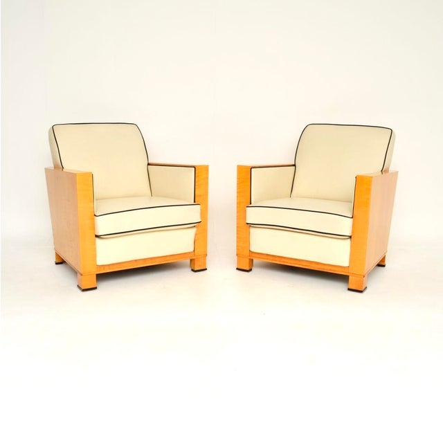 Art Deco Swedish Leather and Satin Birch Chairs, 1930s, Set of 2 For Sale - Image 16 of 16