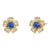 Syna Yellow Gold Flower Studs with Blue Sapphires and Diamonds, a Pair For Sale
