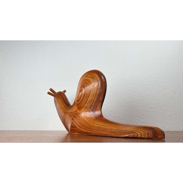 Wood Large Mid-Century Modern Danish Wooden Carved Snail Sculpture, 1960s For Sale - Image 7 of 18