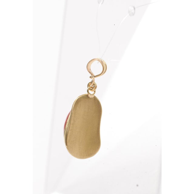 Brick Red Coral Pendant W 21k Gold Trim & Bail For Sale - Image 8 of 8
