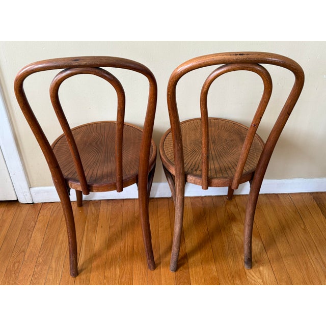 Wood Antique Thonet Style Bentwood Cafe Bistro Chairs, Set of Four For Sale - Image 7 of 13