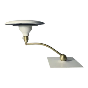 Mid Century Flying Saucer Sight Light Desk Lamp in White by MG Wheeler