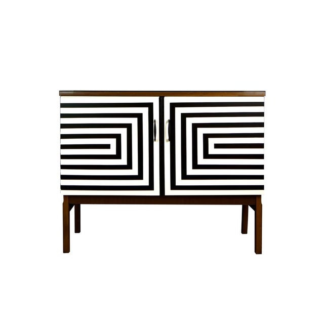 Black Polish Cabinet with Op Art Motif, 1970s For Sale - Image 8 of 8