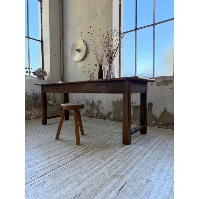 Wood Antique Rustic Farmhouse Table in Walnut, 1900s For Sale - Image 7 of 18