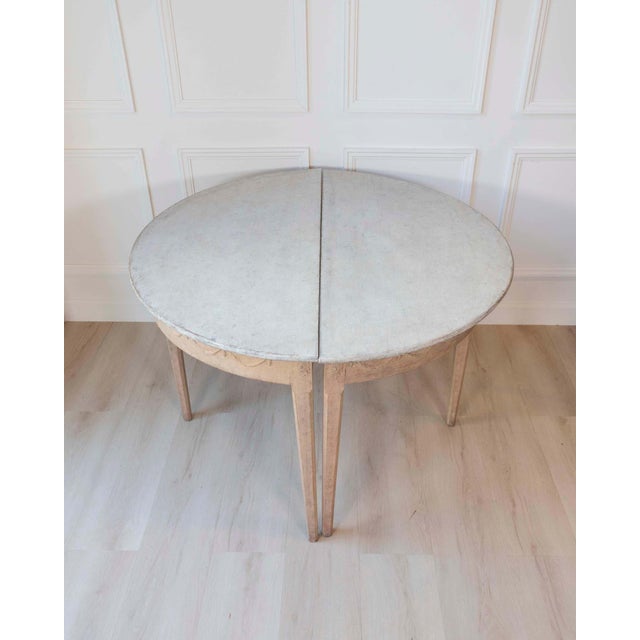 Tan Pair of Swedish Gustavian Demi-Lune Console Tables in Oak, circa 1840–1860 For Sale - Image 8 of 11