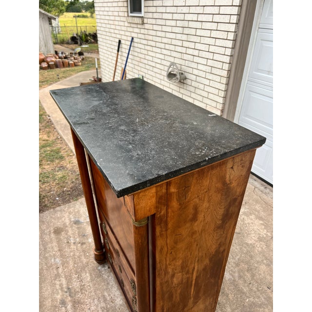 Wood French 19th Century Empire Burl Walnut Marble Top Secretaire For Sale - Image 7 of 12