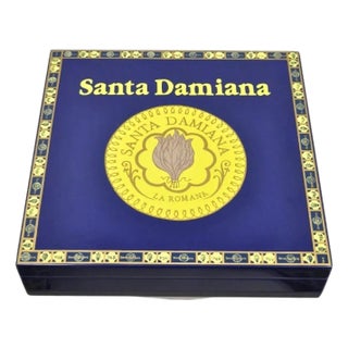 Santa Damiana La Romana Blue Lacquered Wood Cigar Humidor Box For Sale