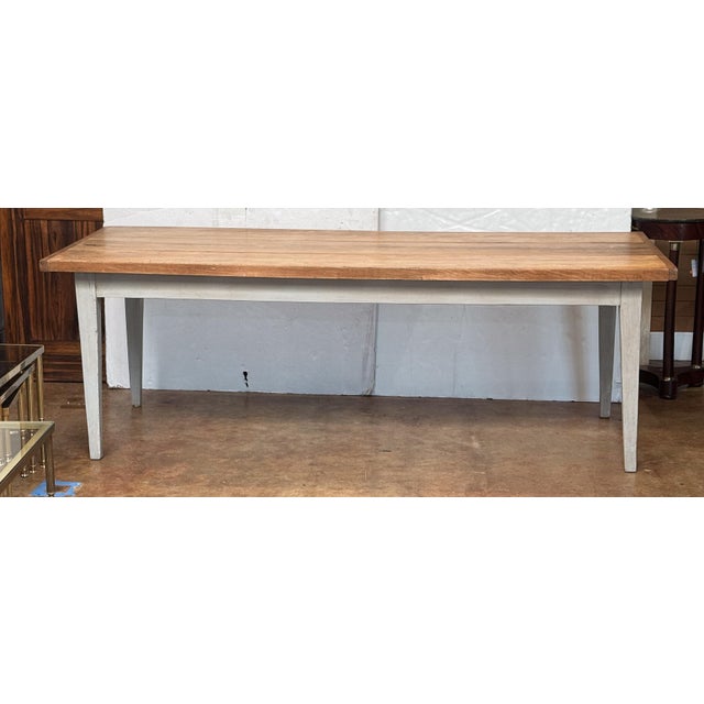 Large French Rectangular Farmhouse Table on Painted Frame For Sale - Image 13 of 15
