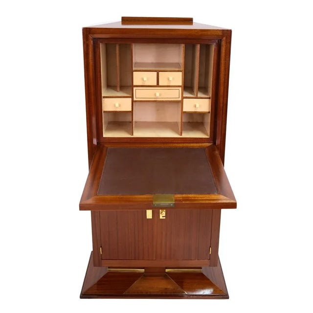 1930s Art Deco Dominique Secretary Desk with Keyhole in the Fitting, 1930s For Sale - Image 5 of 12