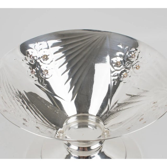 Art Deco Silver Plate and Etched Glass Centerpiece Bowl For Sale - Image 10 of 11