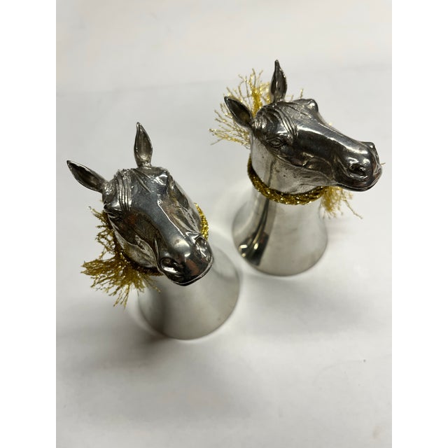 Metal Antique Silver Horse Flagon - Pair For Sale - Image 7 of 11