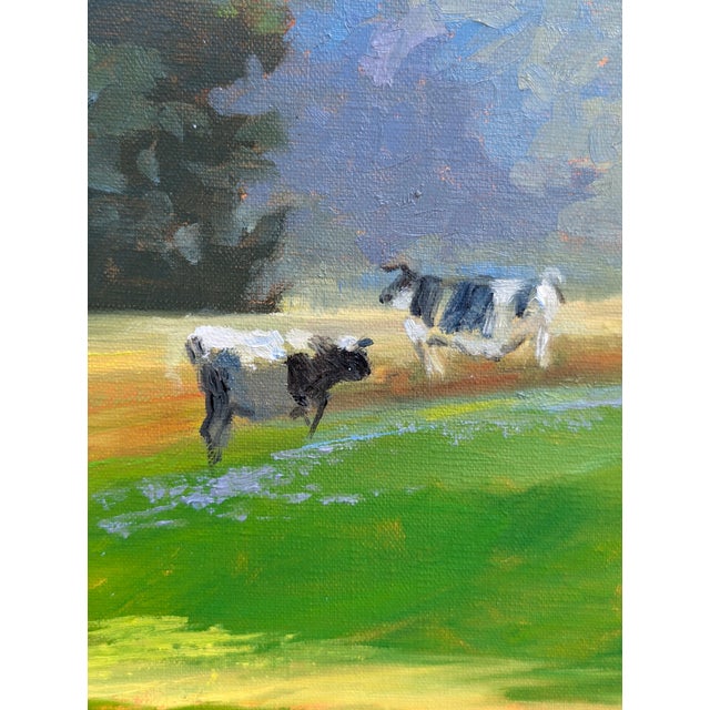 Nancy Paris Pruden "Cows Coming Home" Contemporary Naturalistic Pastoral Landscape Nature Painting, 2020s For Sale - Image 10 of 11