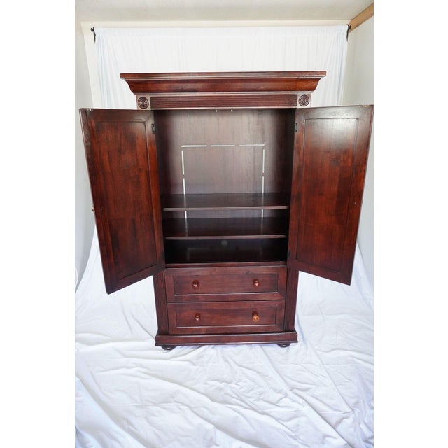 Beautiful Cherry Hardwood Armoire Dresser Entertainment Center With Drawers For Sale - Image 4 of 10