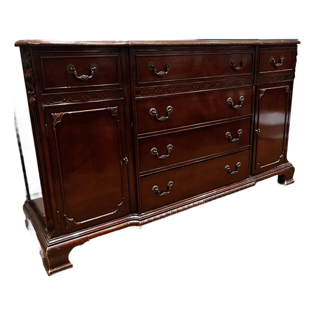 1940s Stately Gimbel Brothers Mahogany Chippendale Credenza For Sale