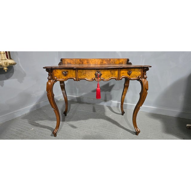 Burr Walnut Dressing Side Table, 1880s For Sale - Image 3 of 13