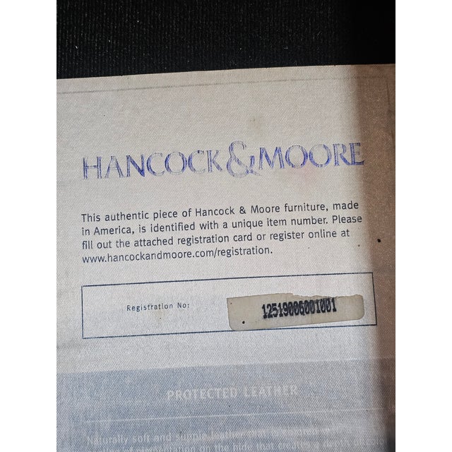 Hancock & Moore Brown Leather Sofa Nailhead Trim Three Cushions For Sale - Image 12 of 14