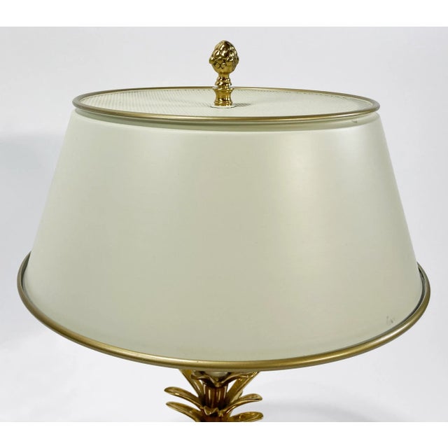 Vintage Bombay Brass Pineapple Table Lamp W Tole Shade For Sale - Image 11 of 13