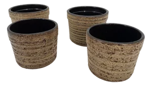 Ceramic Flower Pots in the style of Sgrafo, Germany, 1960s, Set of 4