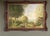Large Italian painting from the mid-20th century. Oil on masonite work depicting a bright countryside view with figures in...