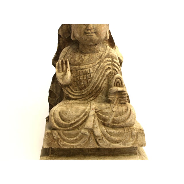 19th Century Solid Stone Young Buddha Shakyamuni 23 Lb For Sale - Image 12 of 16