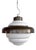 Vintage Italian White Glass Pendant Light with Aluminum Ring, 1980s For Sale