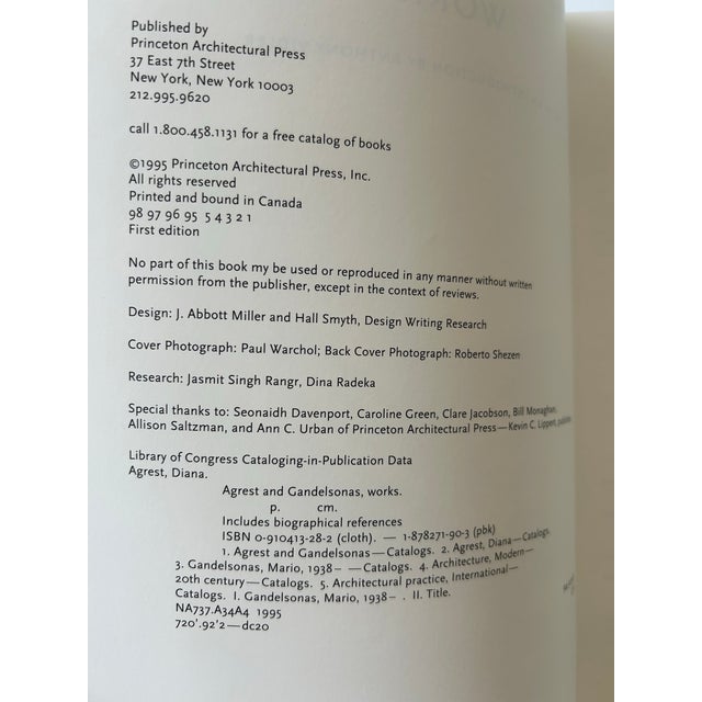 Book by renowned architects, Agrest and Gandelsonas, intro by Anthony Vidler featuring various projects. Softcover coffee...