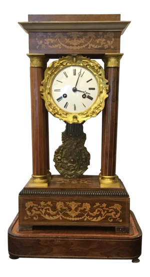Antique French Empire Wood and Brass Clock