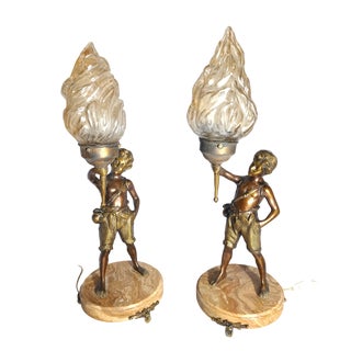 Art Nouveau Antorcher Lamps, Set of 2 For Sale
