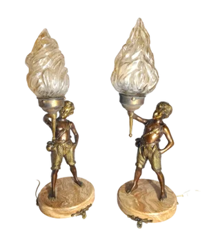 Art Nouveau Antorcher Lamps, Set of 2