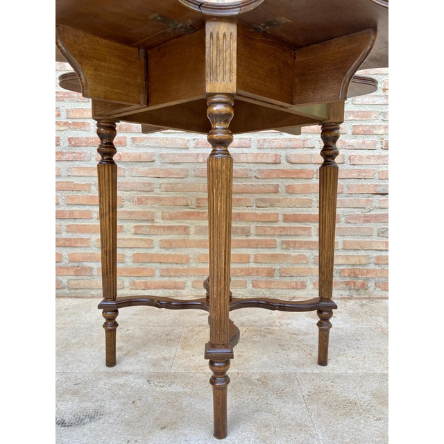 Mid 20th Century Mid 20th Century Game Table in Walnut with Green Leather For Sale - Image 5 of 18