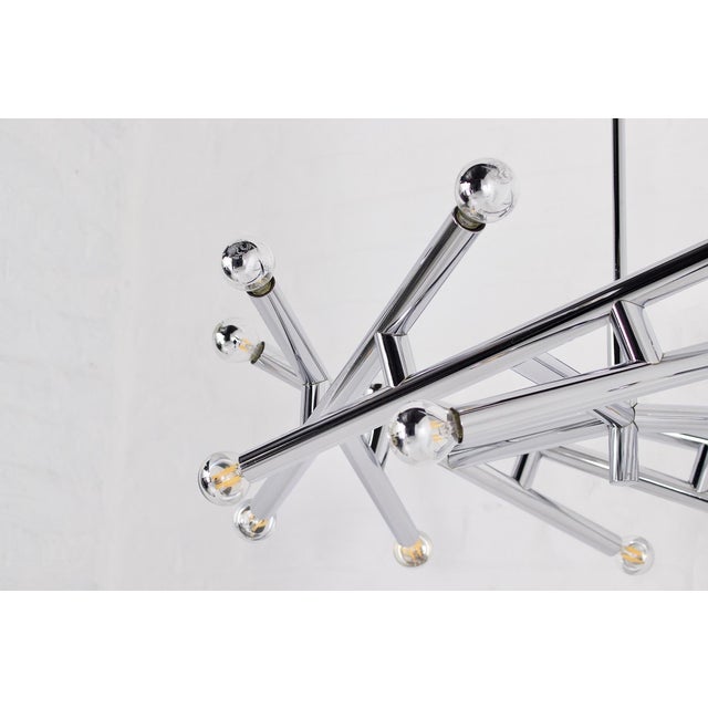 Metal Chrome Pendant Light by Gaetano Sciolari, 1970s For Sale - Image 7 of 11